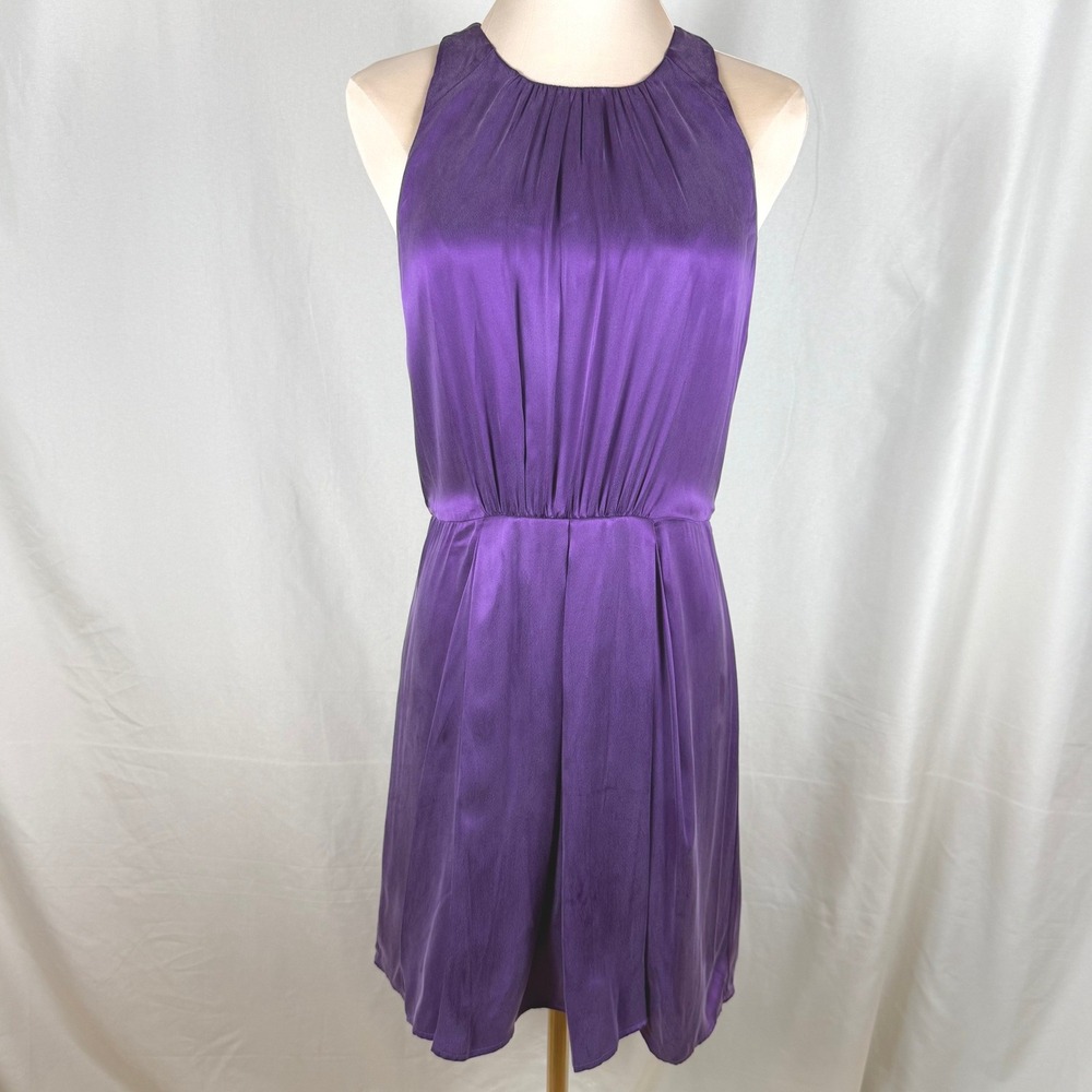 Rebecca Taylor 100% Silk Stonewashed Purple Sleeveless Dress Size 4 EUC